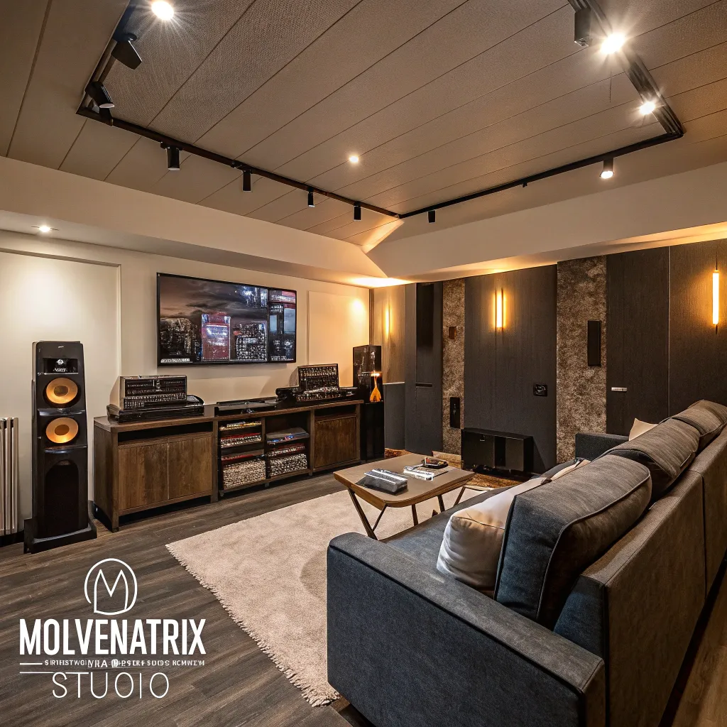 Interior of MOLVENATRIX studio showcasing modern equipment and a cozy atmosphere